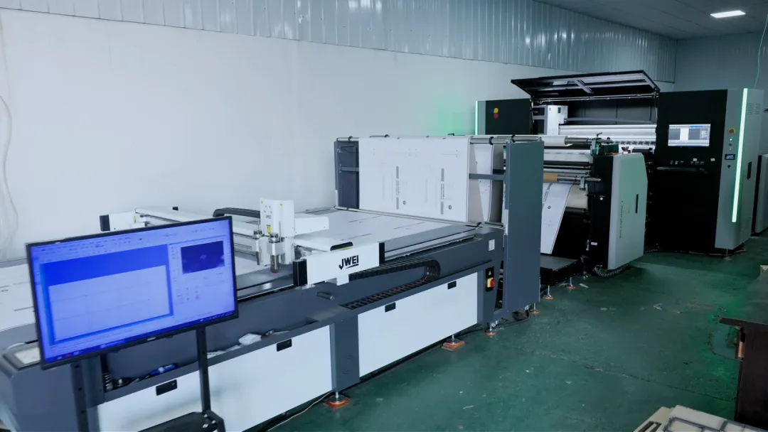 JWEI One Pass automated digital printing and cutting integrated production line for packaging